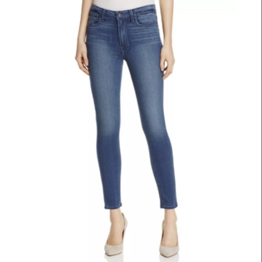 Paige Hoxton Ankle Skinny Jeans Vida Medium Blue Wash Cropped Denim Size 28
